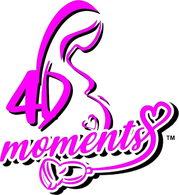 A pink and purple logo for 4 5 moments